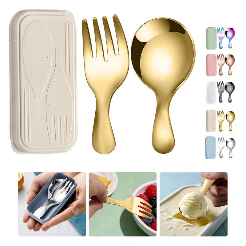 Camping Hiking Cooking - Ensemble de vaisselle en acier inoxydable,